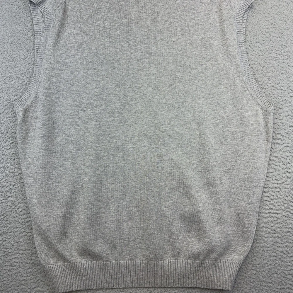 Jos A Bank Sweater Vest Mens XL Light Gray Heather Pima Cotton V Neck Knit